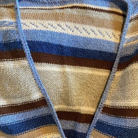 Vintage Sweater Vest Academia Blue Stripe Button Up Sweater Knit Vest Size L - Picture 5 of 8